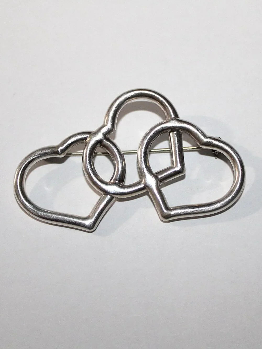 Sterling Silver Triple Heart Brooch 12 Grams